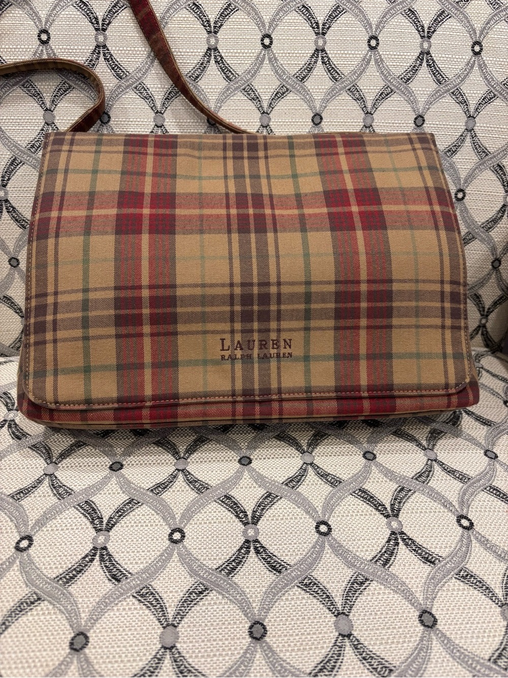 Ralph Lauren Plaid Crossbody in Tan, Red, Green - EUC